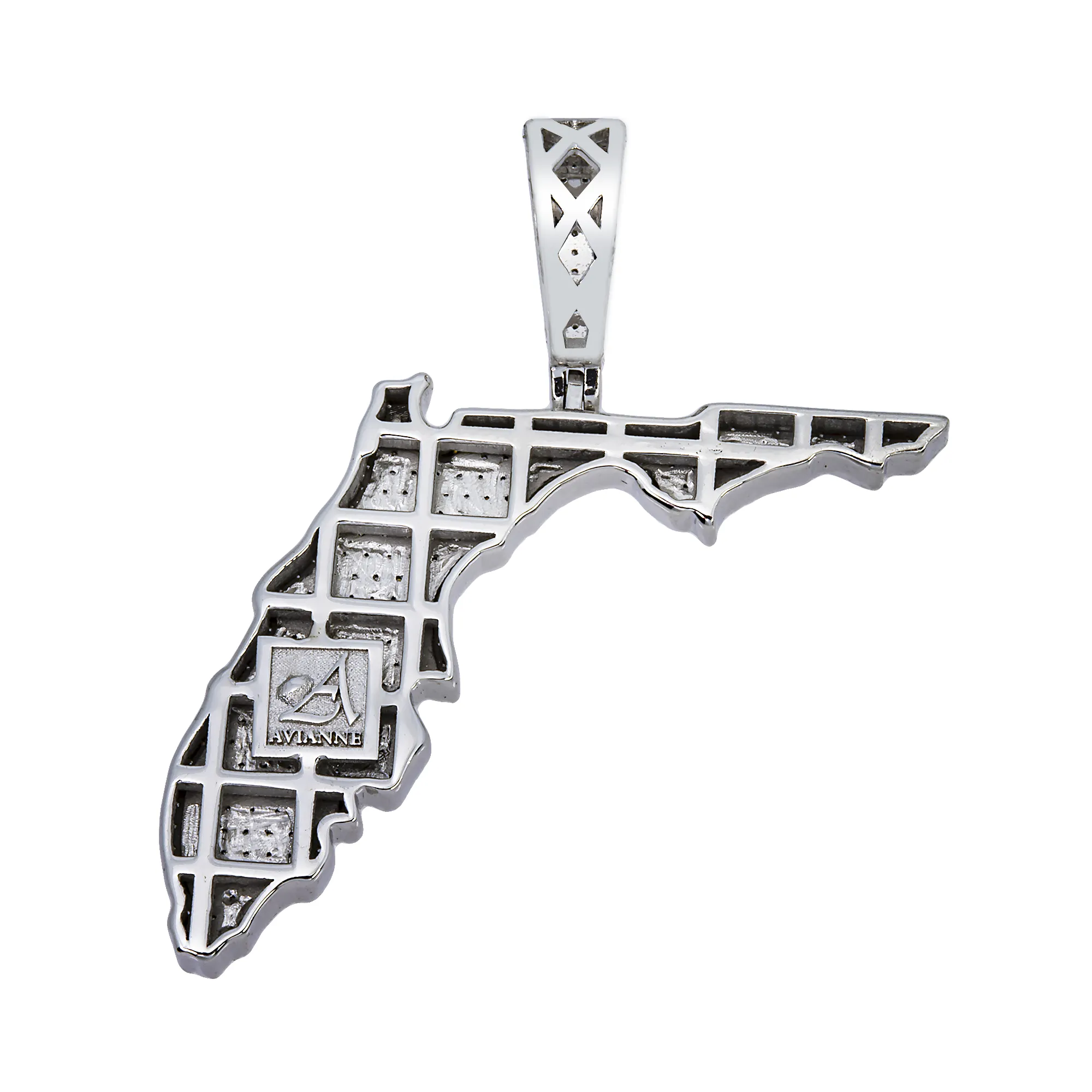 10k White Gold Diamond Florida State Pendant