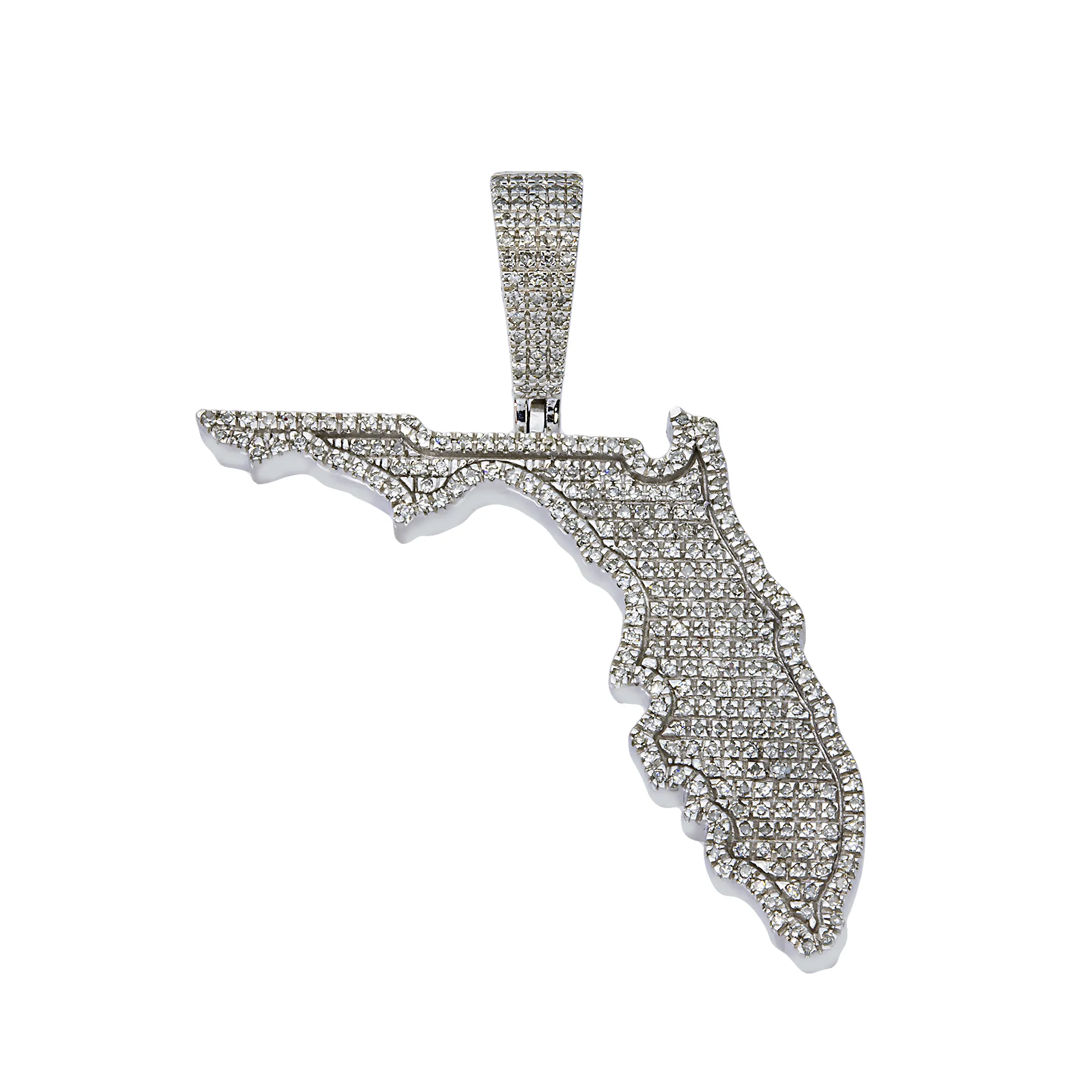 10k White Gold Diamond Florida State Pendant