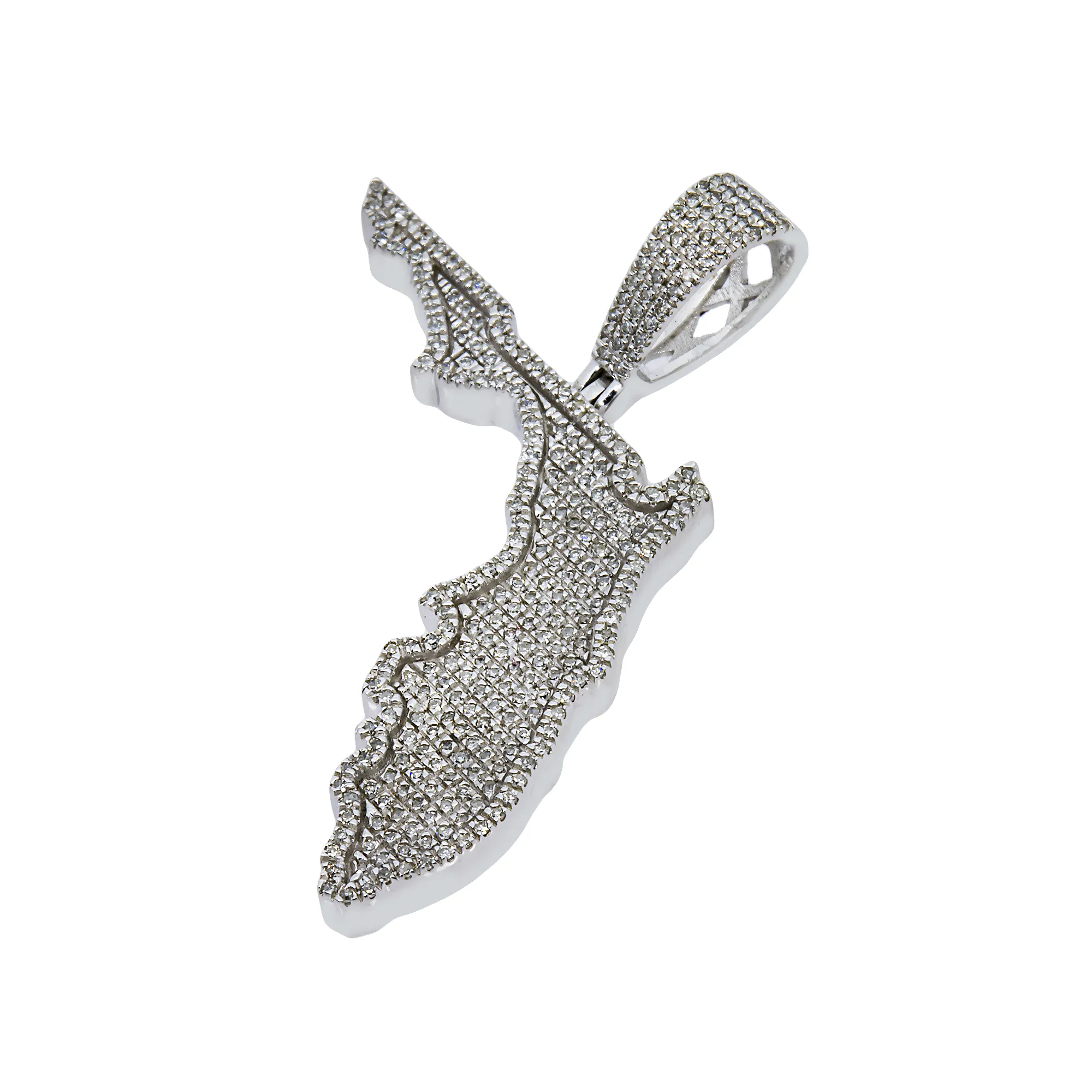 10k White Gold Diamond Florida State Pendant