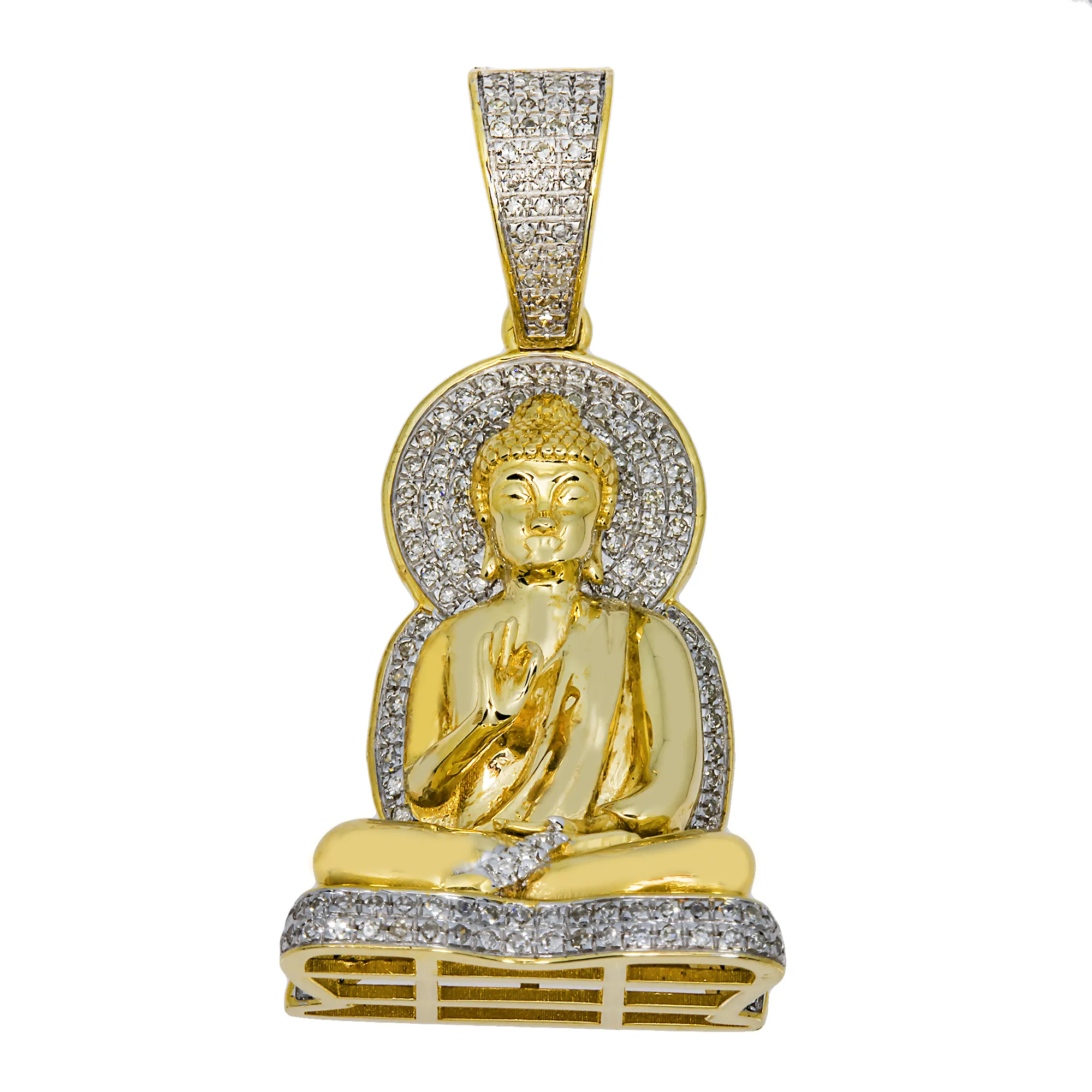 10k Yellow Gold Diamond Buddha Pendant 0.5 ctw