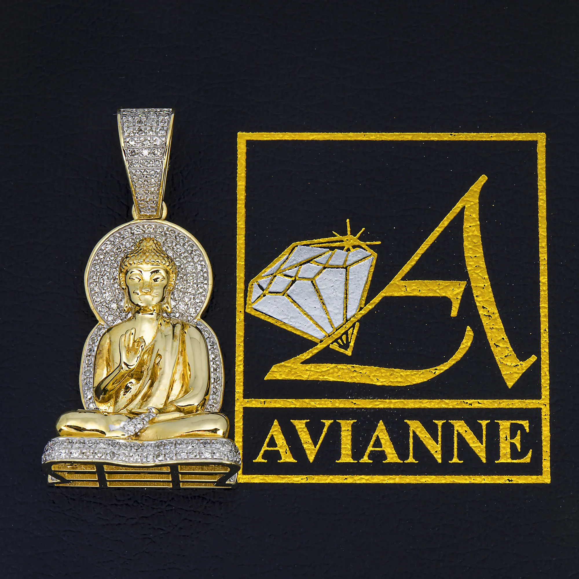 10k Yellow Gold Diamond Buddha Pendant 0.5 ctw