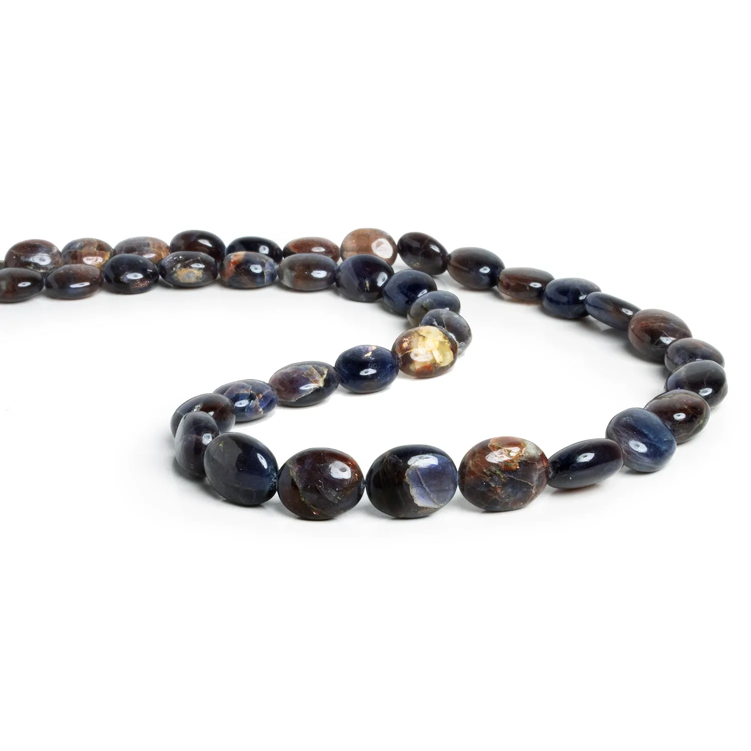 11x9mm Bloodshot Iolite Plain Ovals 15 inch 32 beads