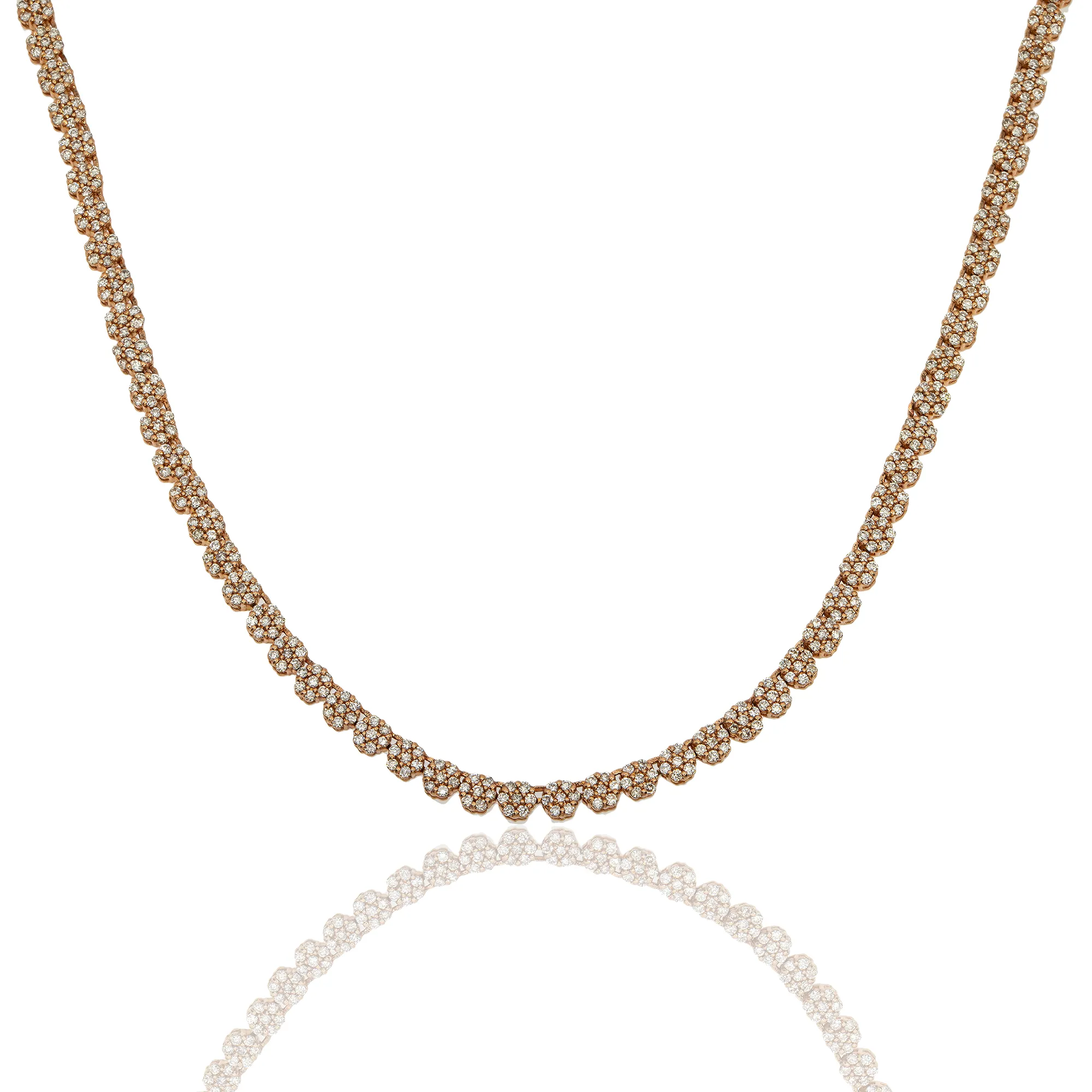 14k rose gold cluster chain 6.50 ctw