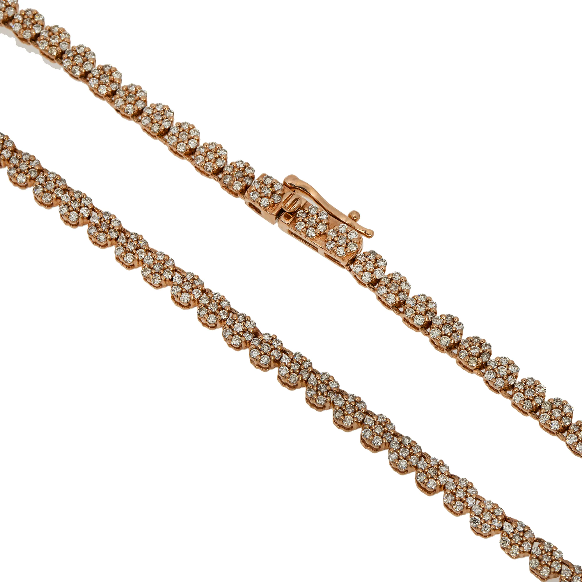 14k rose gold cluster chain 6.50 ctw