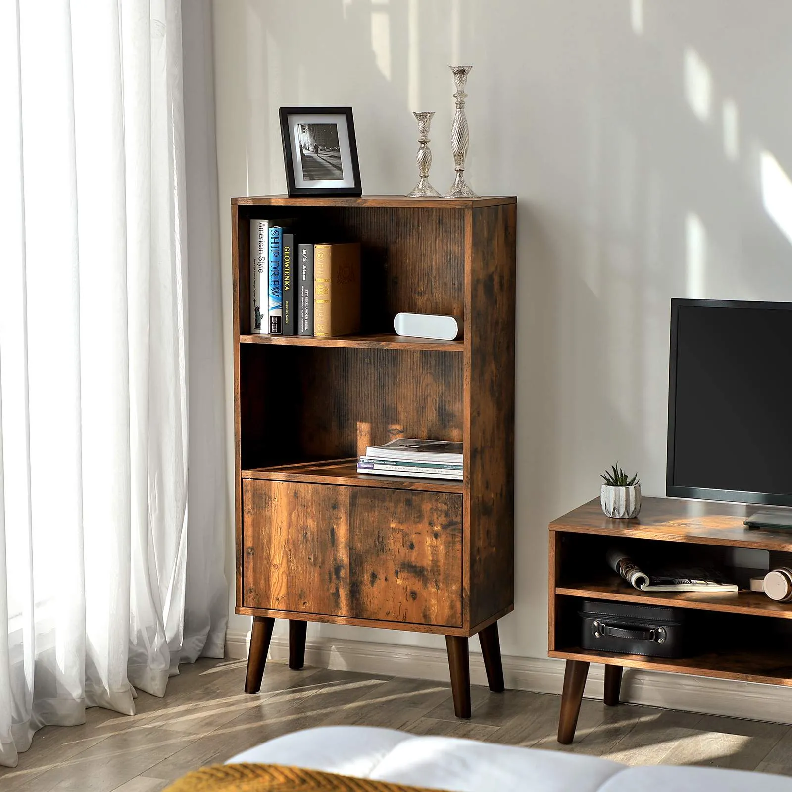 2-Tier Bookshelf with Doors