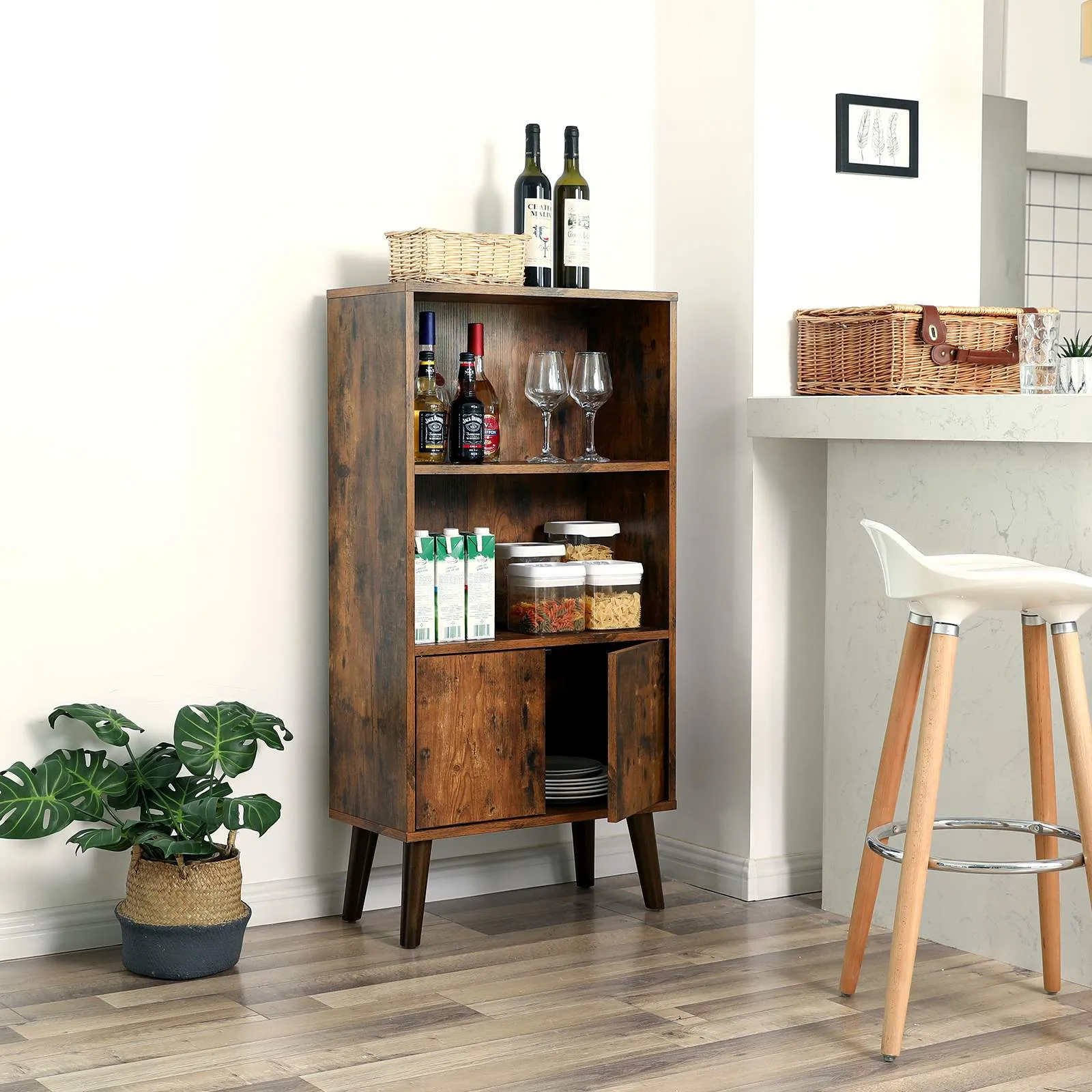 2-Tier Bookshelf with Doors