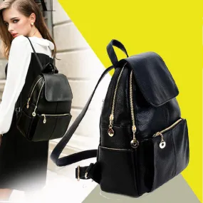 2016 Hot New Brand Women PU Genuine Leather Backpacks Women's School Travel Shoulder Bag for teenagers Girls bags mochilas FR054