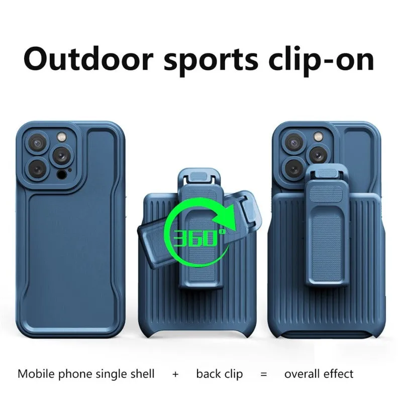 360 Hybrid Back Clip Kickstand Heavy Duty Phone Case For iPhone