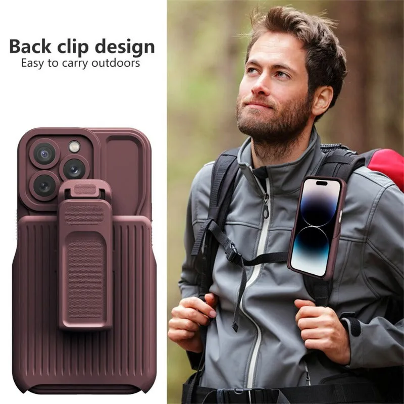 360 Hybrid Back Clip Kickstand Heavy Duty Phone Case For iPhone