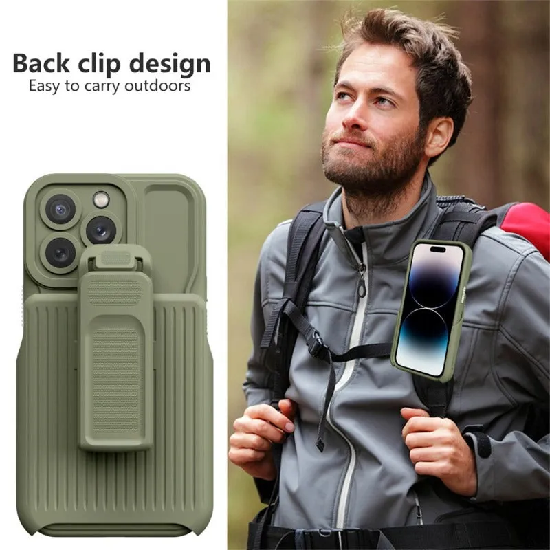 360 Hybrid Back Clip Kickstand Heavy Duty Phone Case For iPhone