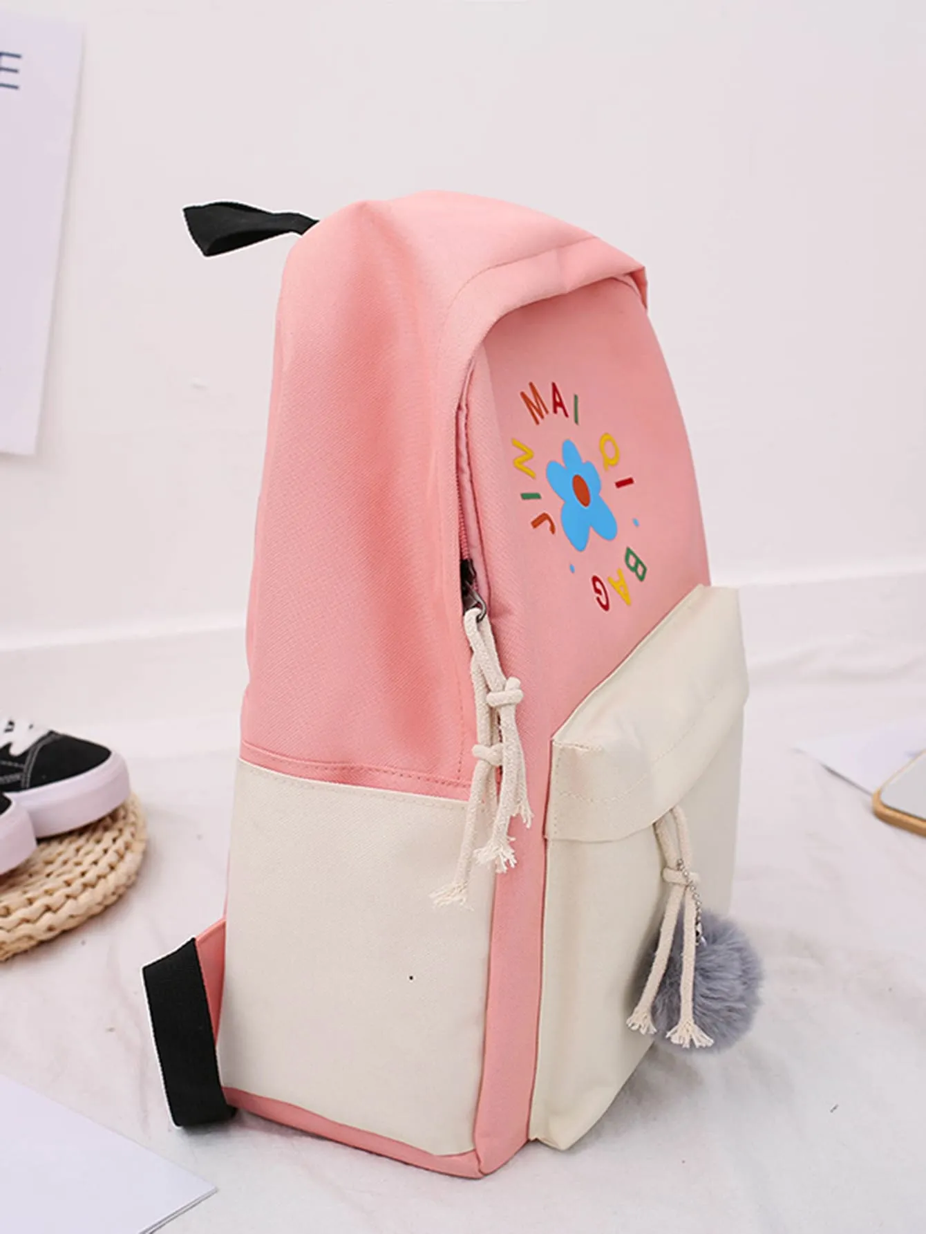 4pcs Letter Graphic Backpack Set