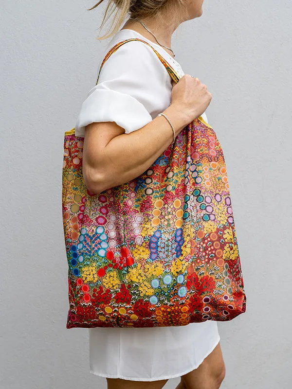 Aboriginal Wild Flowers Recycled Plastic Bottle Bag 45cm