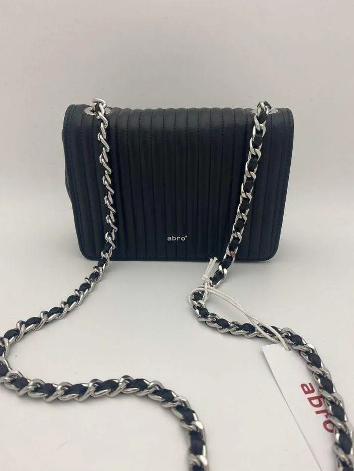 Abro T Black Silver Chain Quilted Bag 028657-57