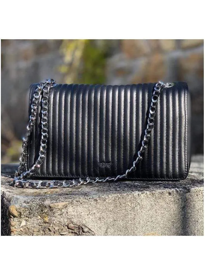 Abro T Black Silver Chain Quilted Bag 028657-57