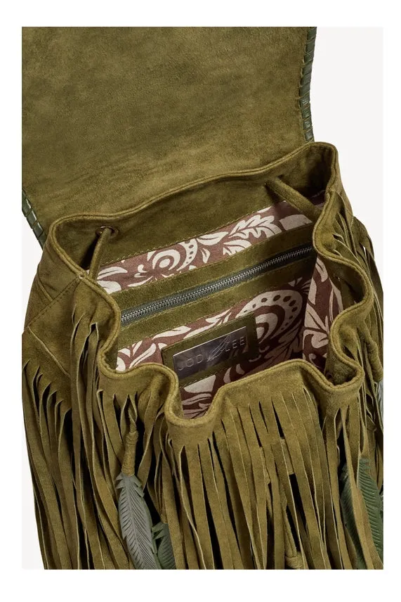 Akaroa Rose Bohemian Tooled Fringe Backpack