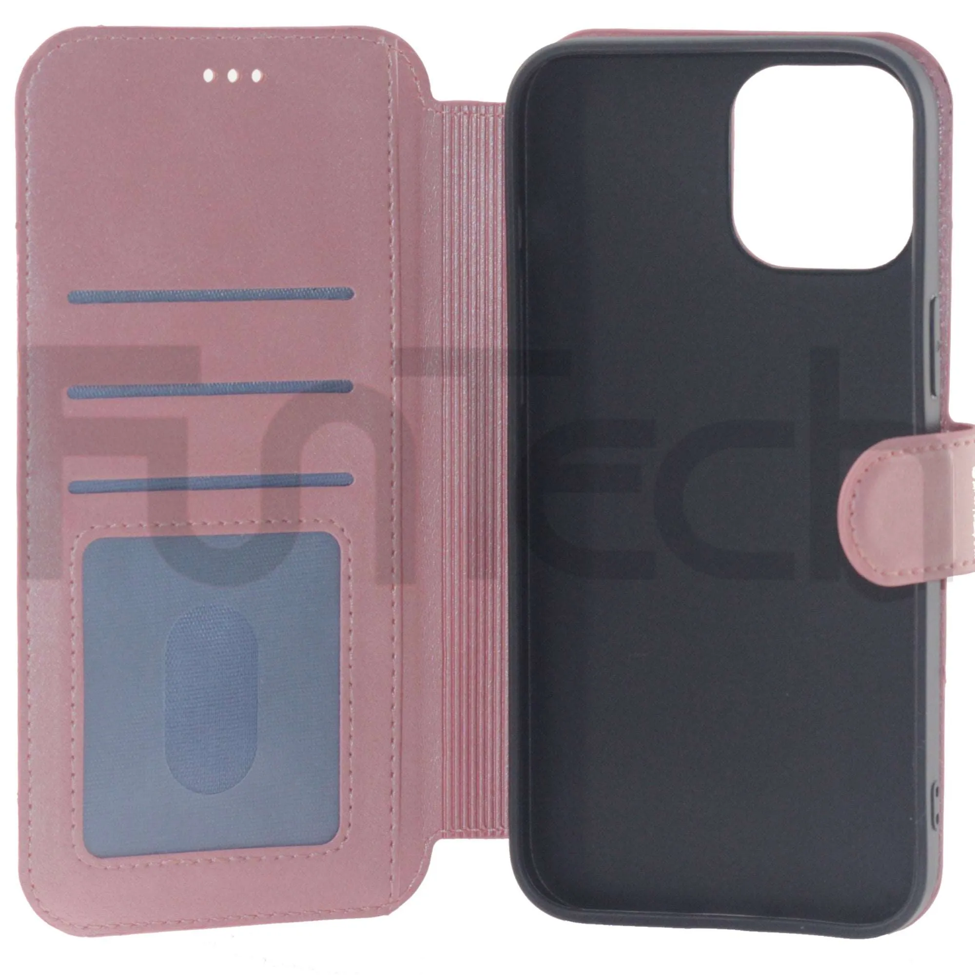 Apple iPhone 12 Pro Case, Leather Wallet Case, Color Pink.