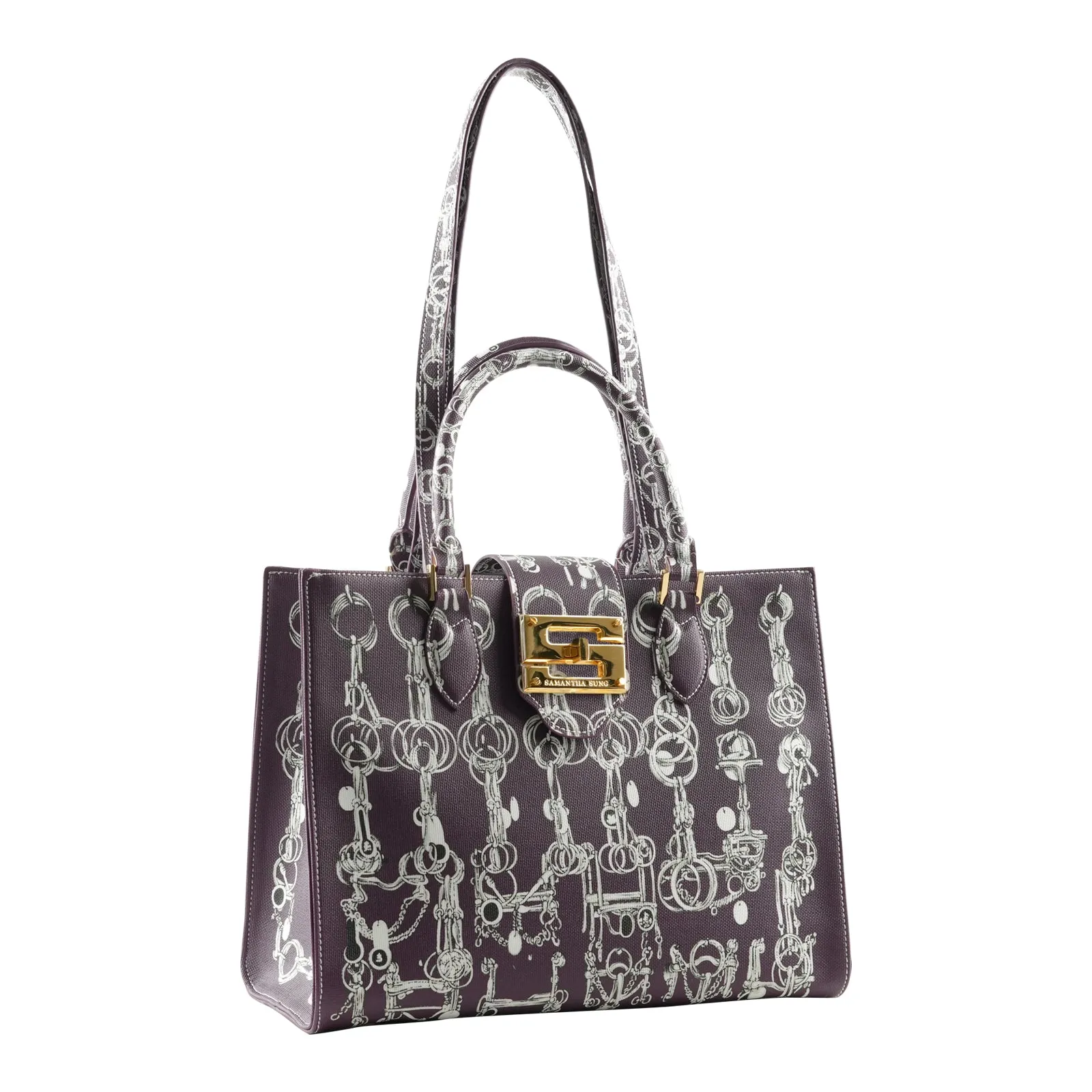 Audrey Tote_Medium_Horse Chain_Plum