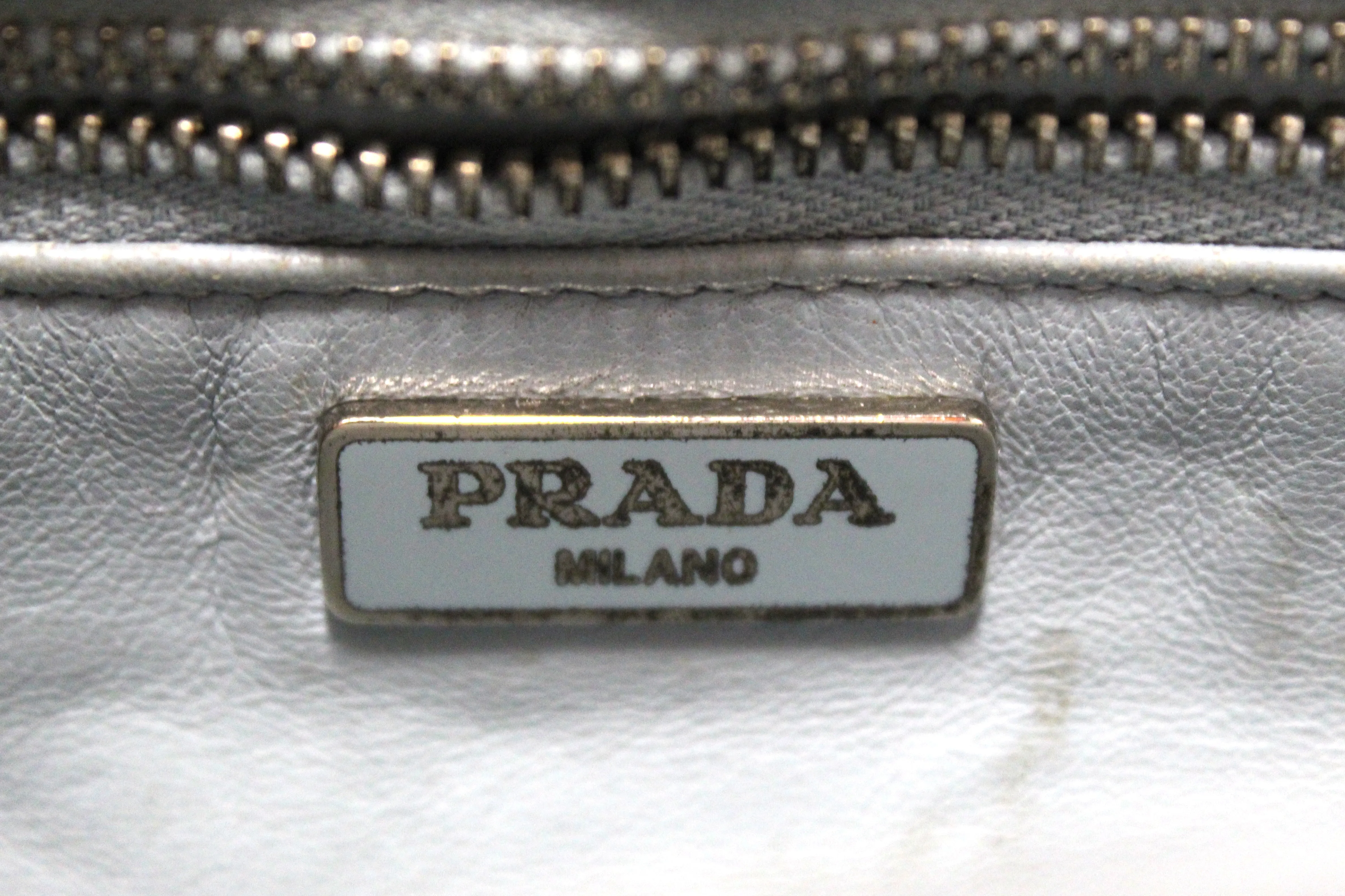 Authentic Prada Powder Blue Saffiano Leather Mini Bag With Chain Crossbody Bag