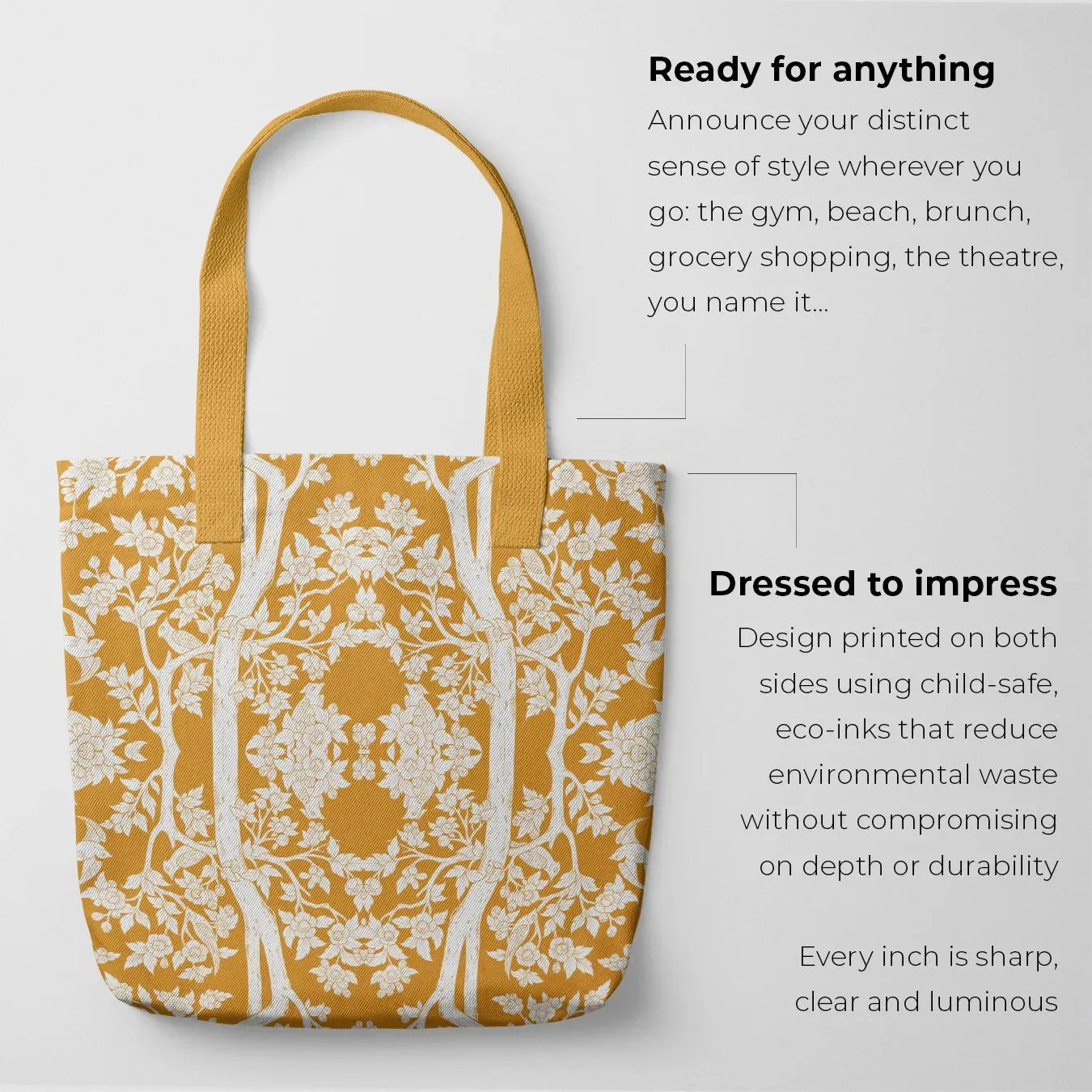 Aviary Tote - Goldfinch Orange Bird Pattern Shopping Tote