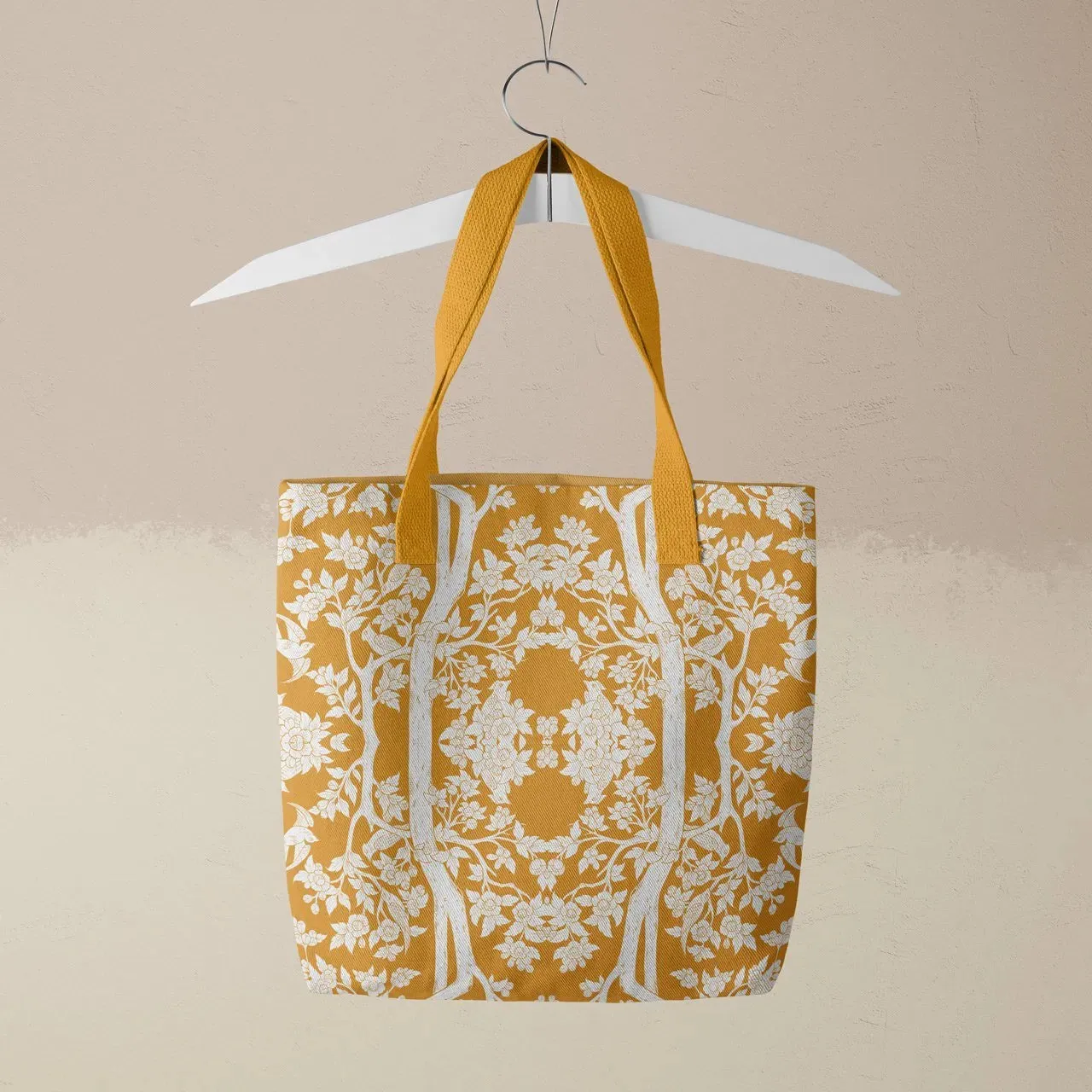 Aviary Tote - Goldfinch Orange Bird Pattern Shopping Tote