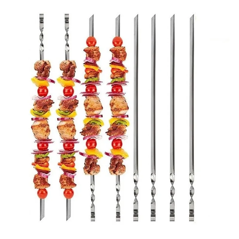 BBQ Accessories BBQ Skewers BBQ Grills Rack With 6 Wide Skewers Set