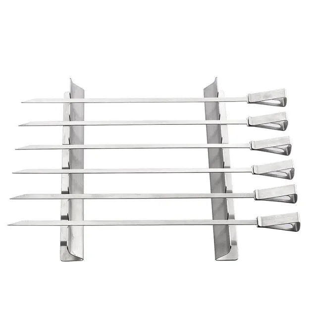 BBQ Accessories BBQ Skewers BBQ Grills Rack With 6 Wide Skewers Set