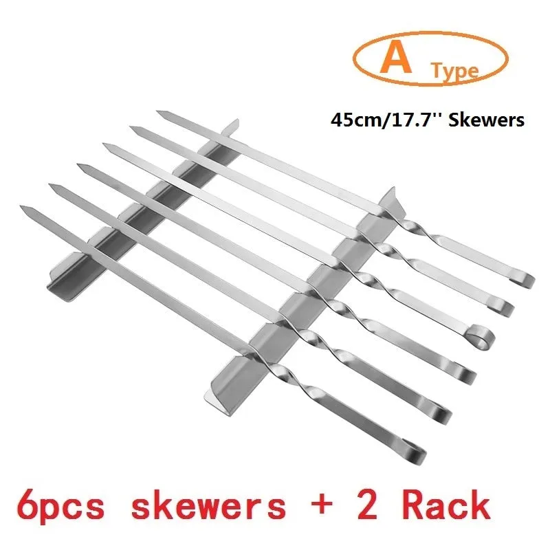 BBQ Accessories BBQ Skewers BBQ Grills Rack With 6 Wide Skewers Set