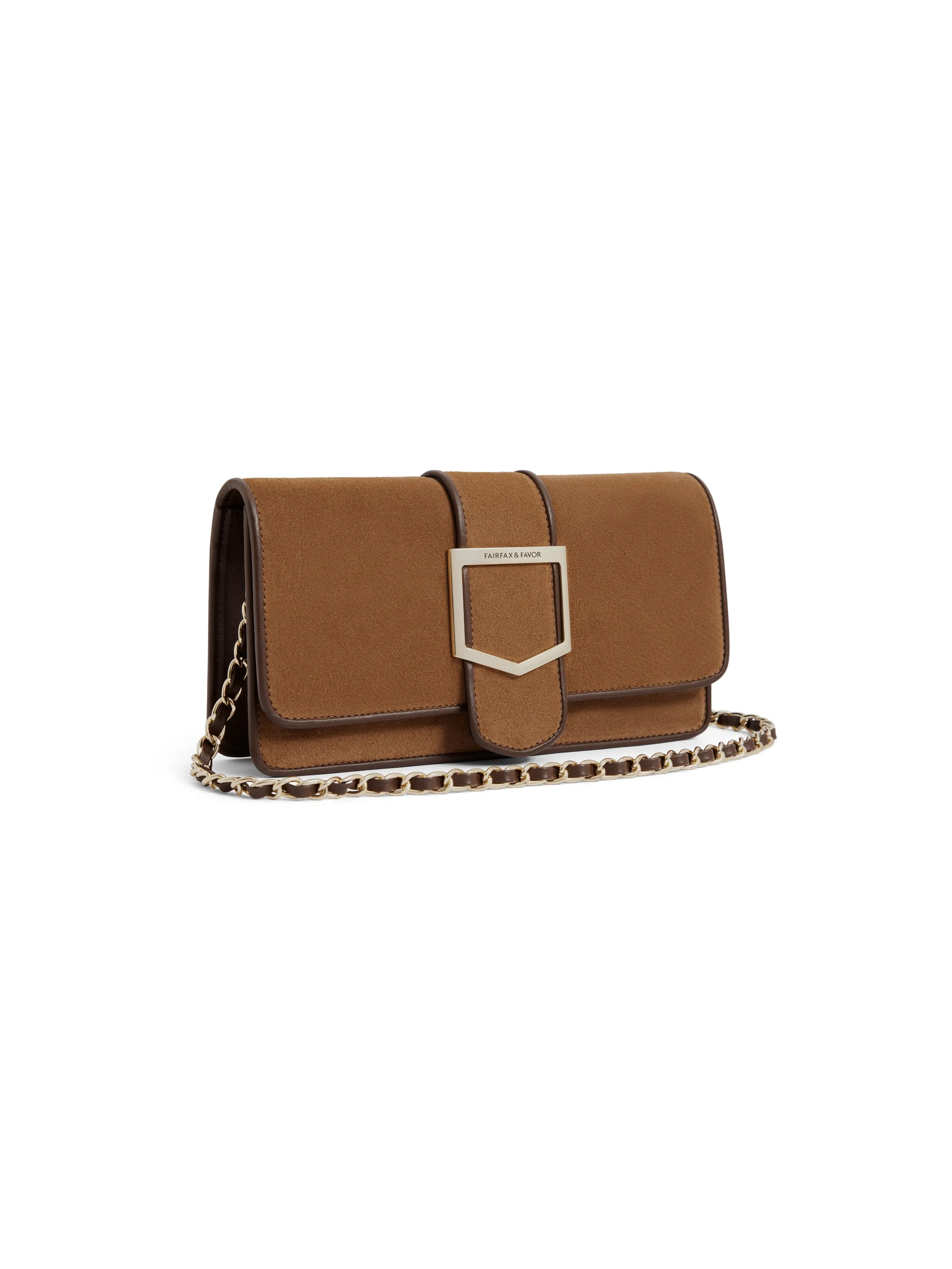 Belmont Clutch - Tan Suede