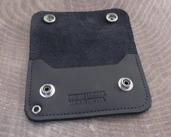 Black Leather Biker Wallet Card Case