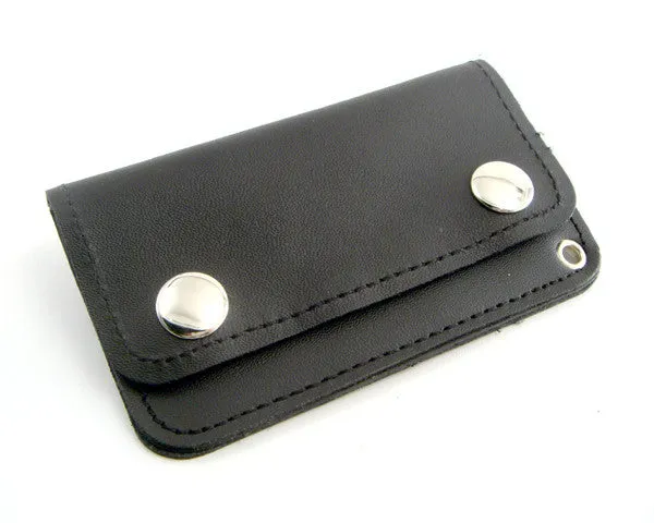 Black Leather Biker Wallet Card Case