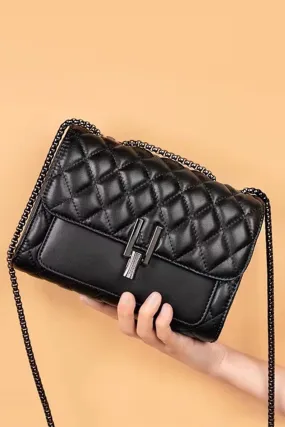 Black Sling Leather Bag - A23 - WHB0064