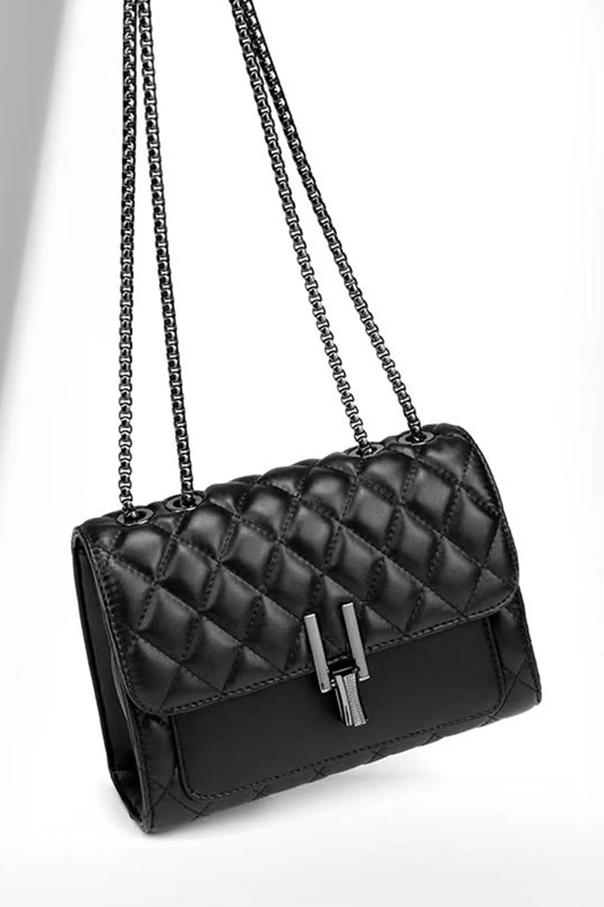 Black Sling Leather Bag - A23 - WHB0064