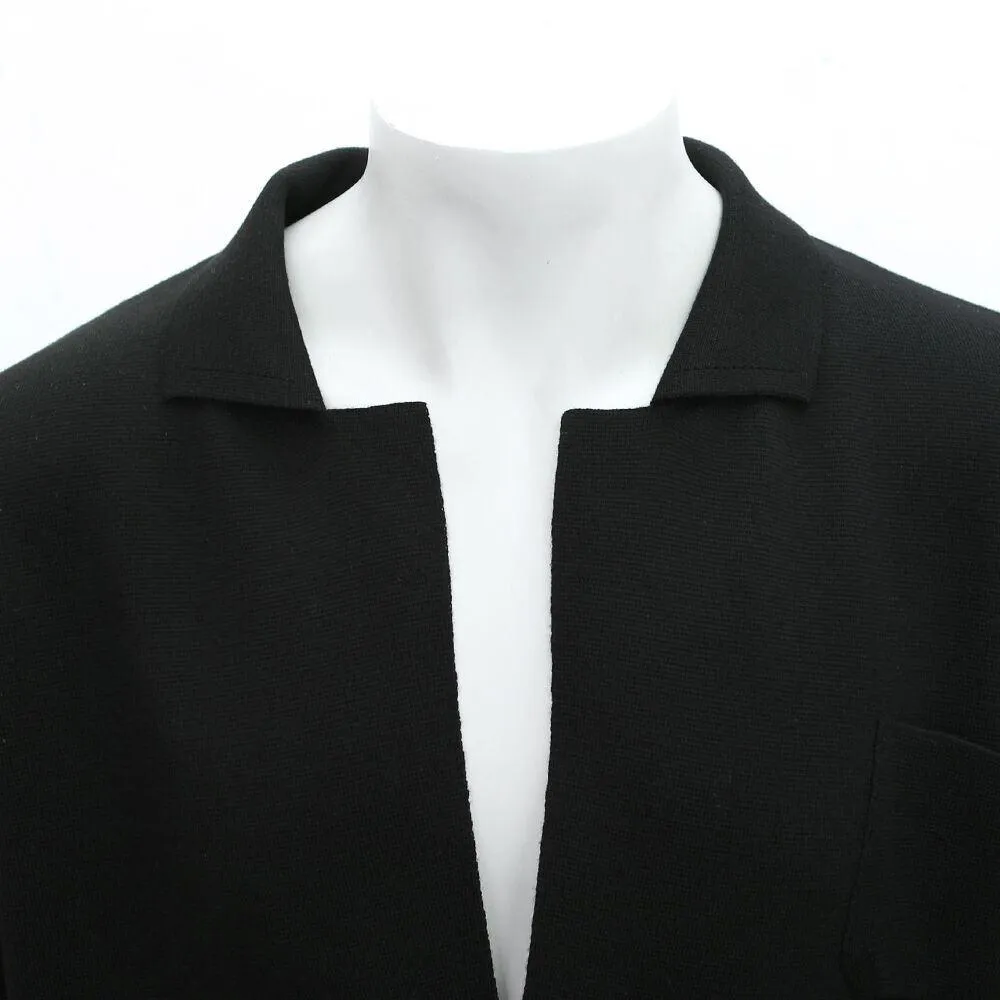 Black Wool Blazer Style Knitwear Cardigan