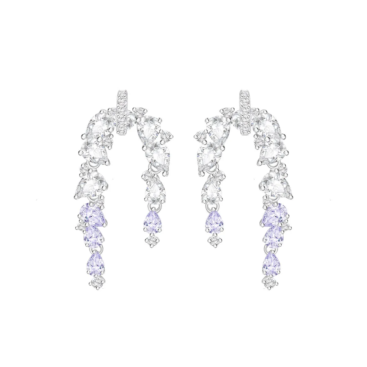 “Blooming Wisteria” Flower Sterling Silver Drop Earrings