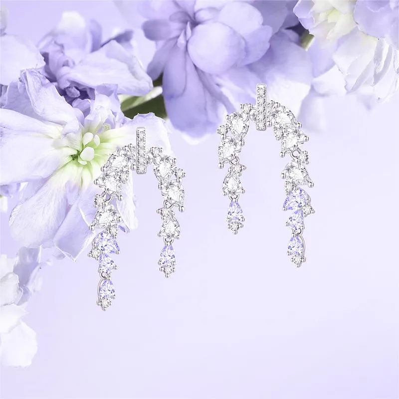 “Blooming Wisteria” Flower Sterling Silver Drop Earrings