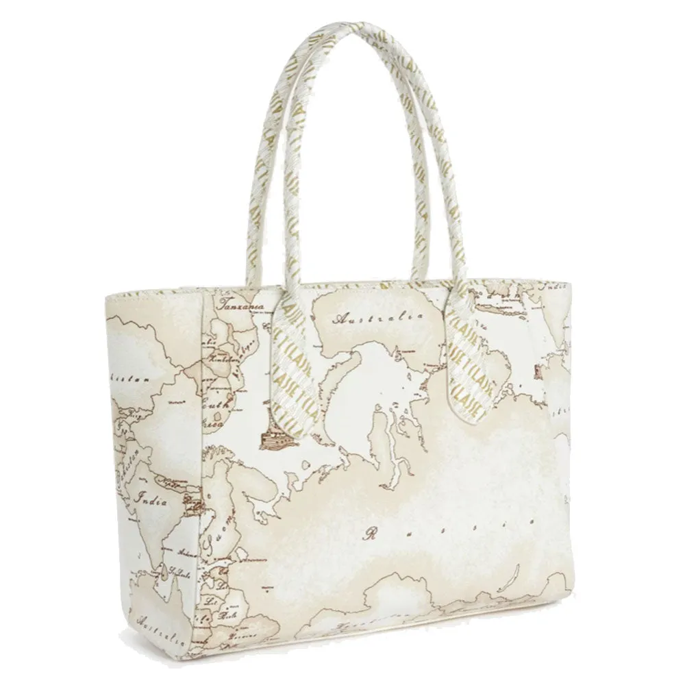 Borsa Donna Shopping 1A Classe Alviero Martini linea Geo Blanco in Canvas stampa Geo White GV33