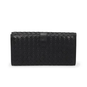 Bottega Veneta Black Intrecciato Bi-Fold Continental Wallet