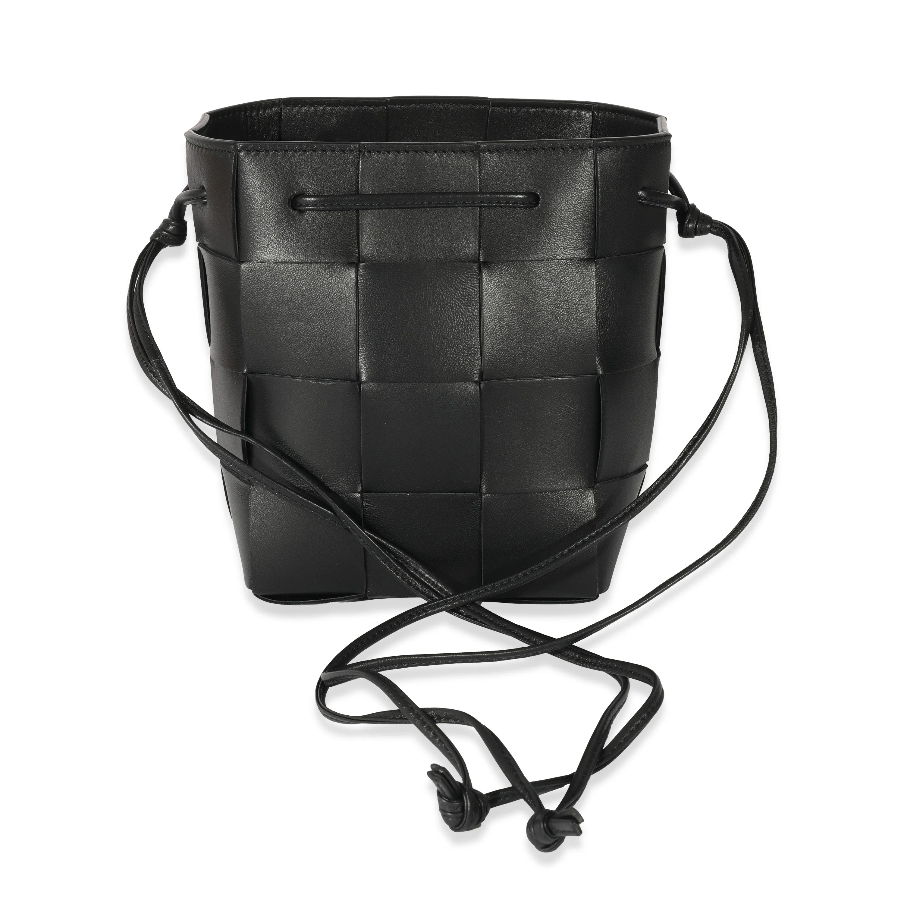 Bottega Veneta Black Intrecciato Leather Bucket Cassette