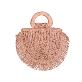 Braided Straw Semi-Circle Purse