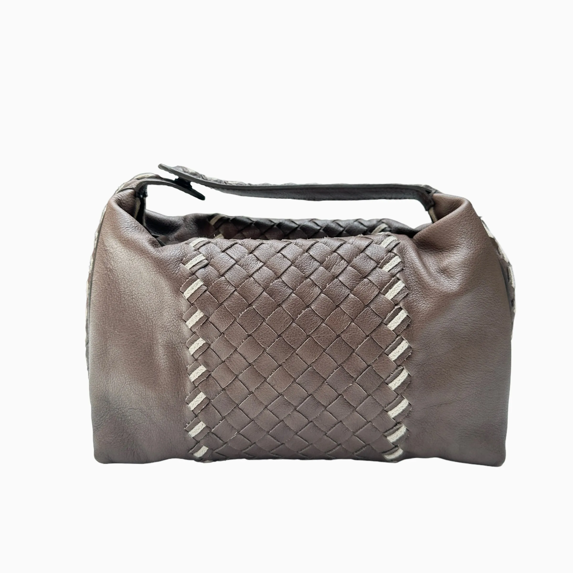 Brown Intrecciato Mini Hobo Bag