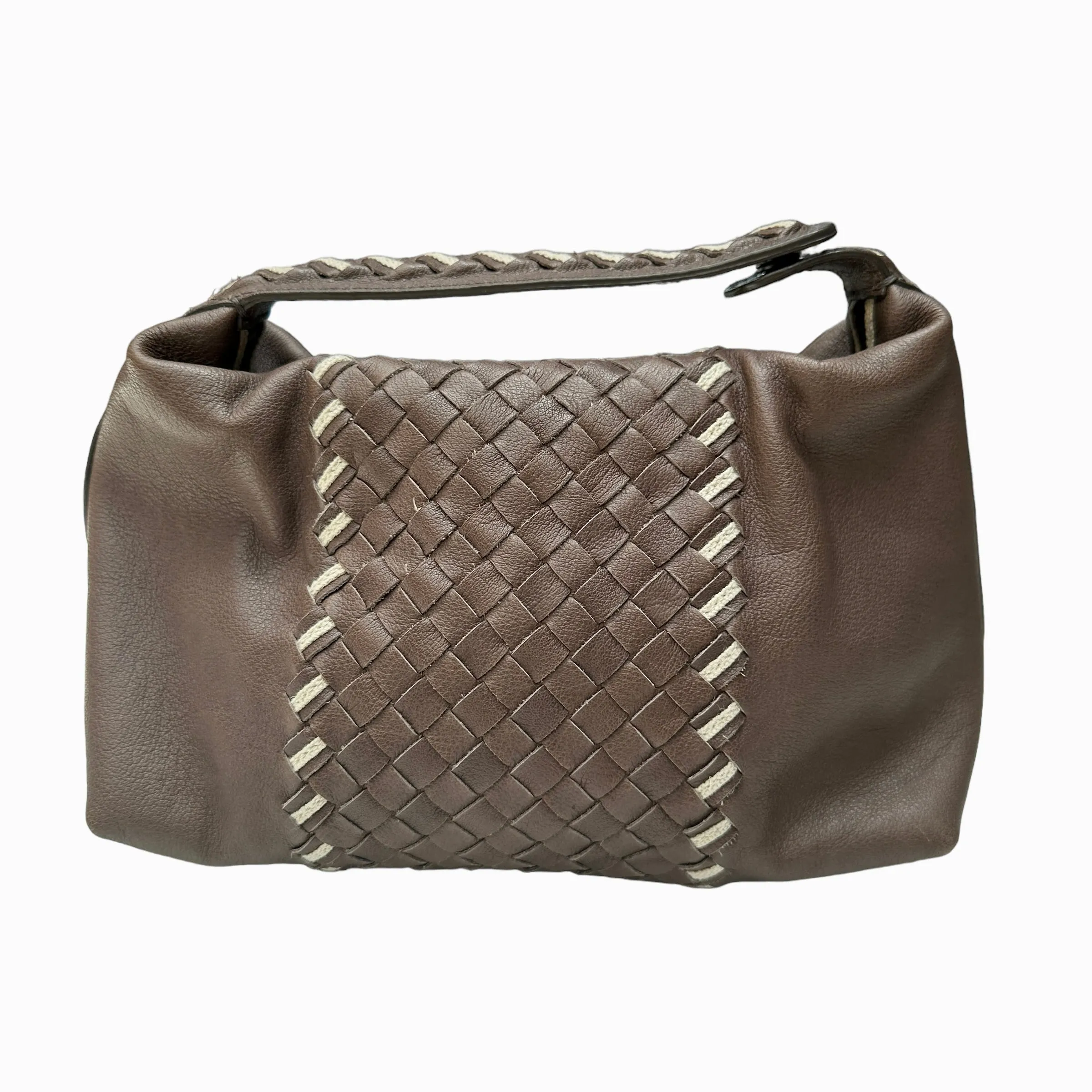 Brown Intrecciato Mini Hobo Bag