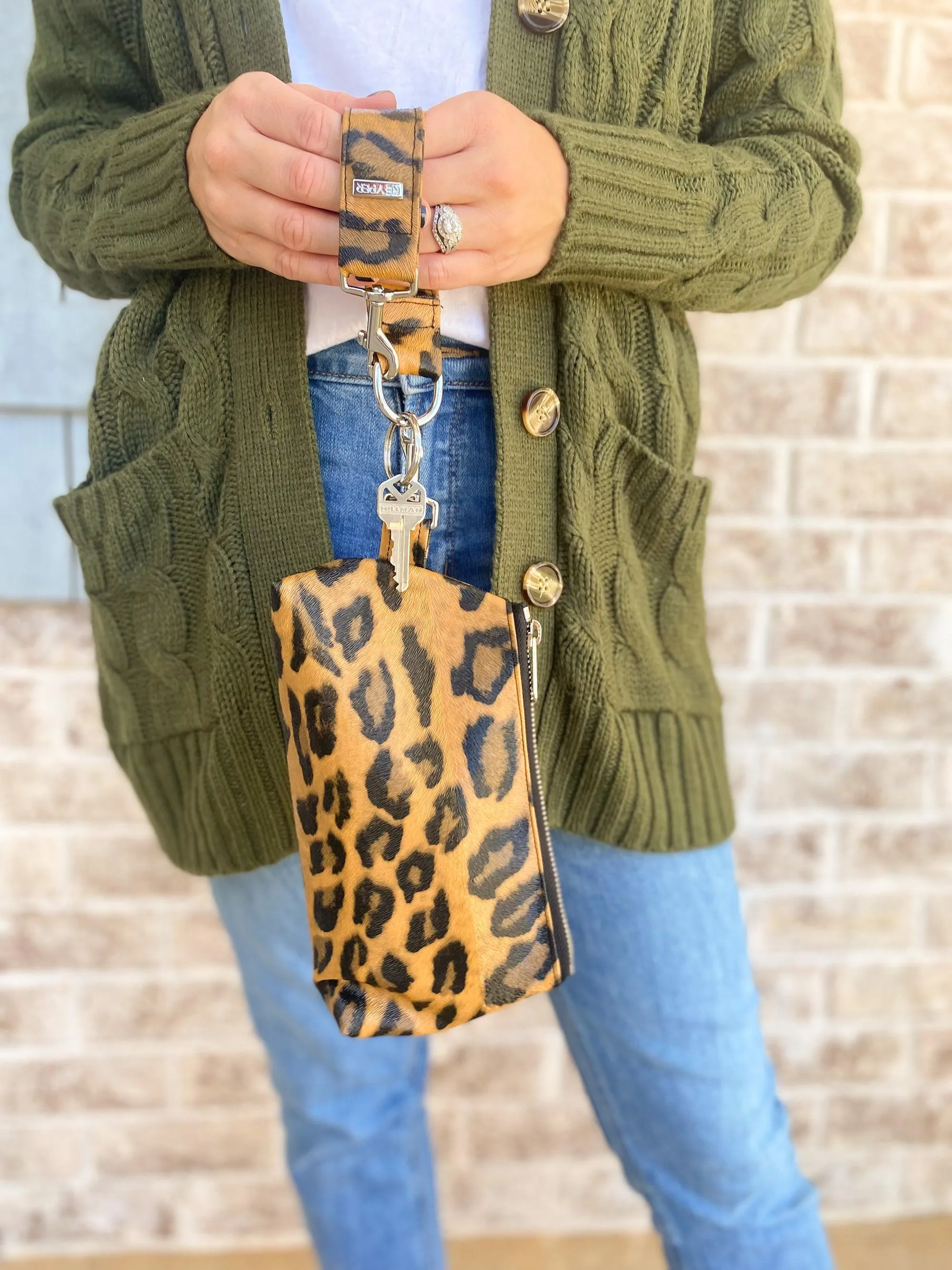 Brown Leopard Vegan Leather WRISTLET SET