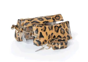 Brown Leopard Vegan Leather WRISTLET SET