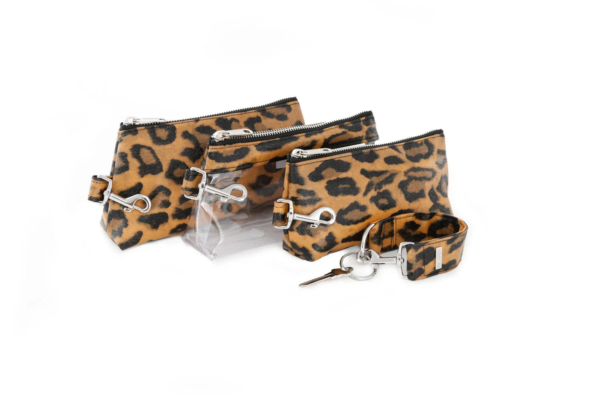 Brown Leopard Vegan Leather WRISTLET SET