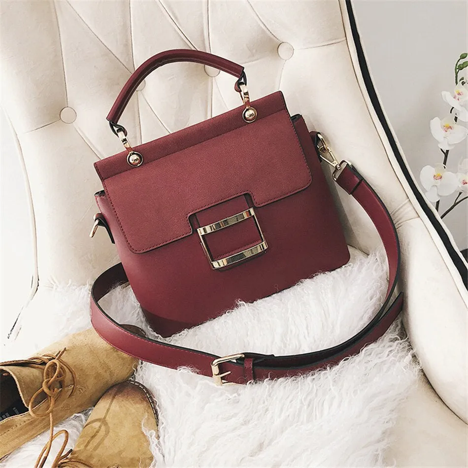 Buckle Matte Leather Handbags Crossbody Bags