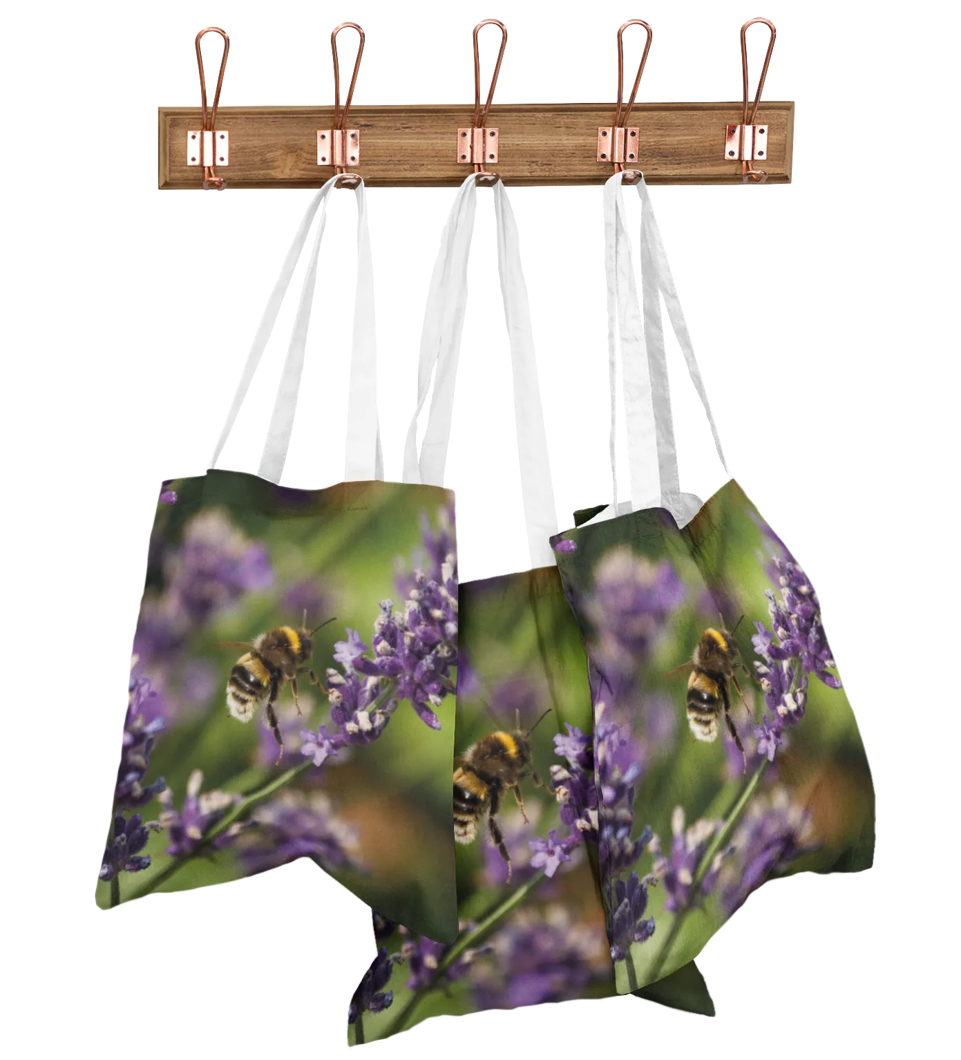 Bumblebee on Lavender Wipeable Bag for Life