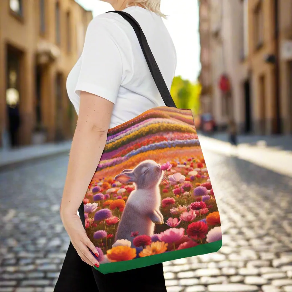 Bunny in Flower Field Tote Bag