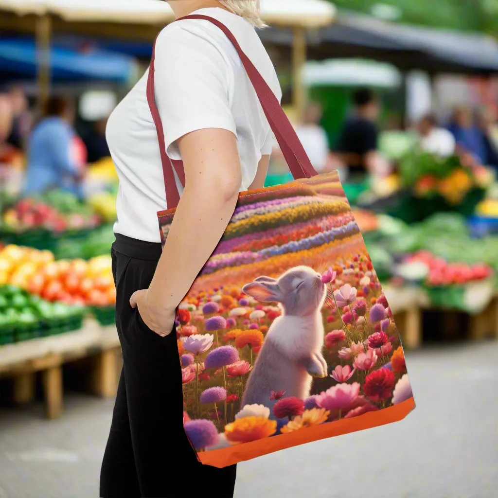 Bunny in Flower Field Tote Bag