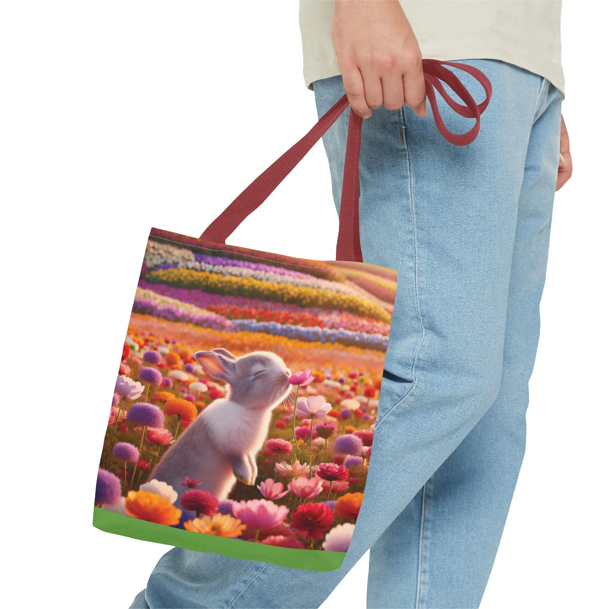 Bunny in Flower Field Tote Bag