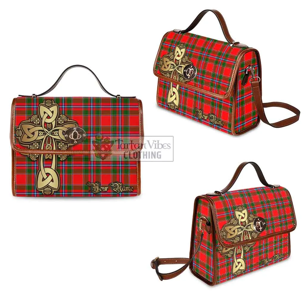 Butter Tartan Waterproof Canvas Bag Golden Thistle Celtic Cross Style